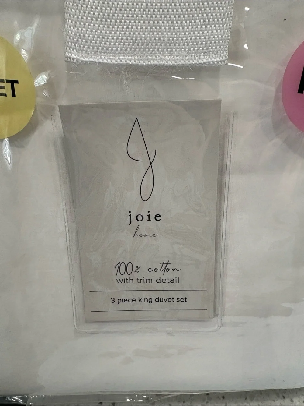 NEW Joie Home 3-piece King Duvet Set, white scalloped trim detail